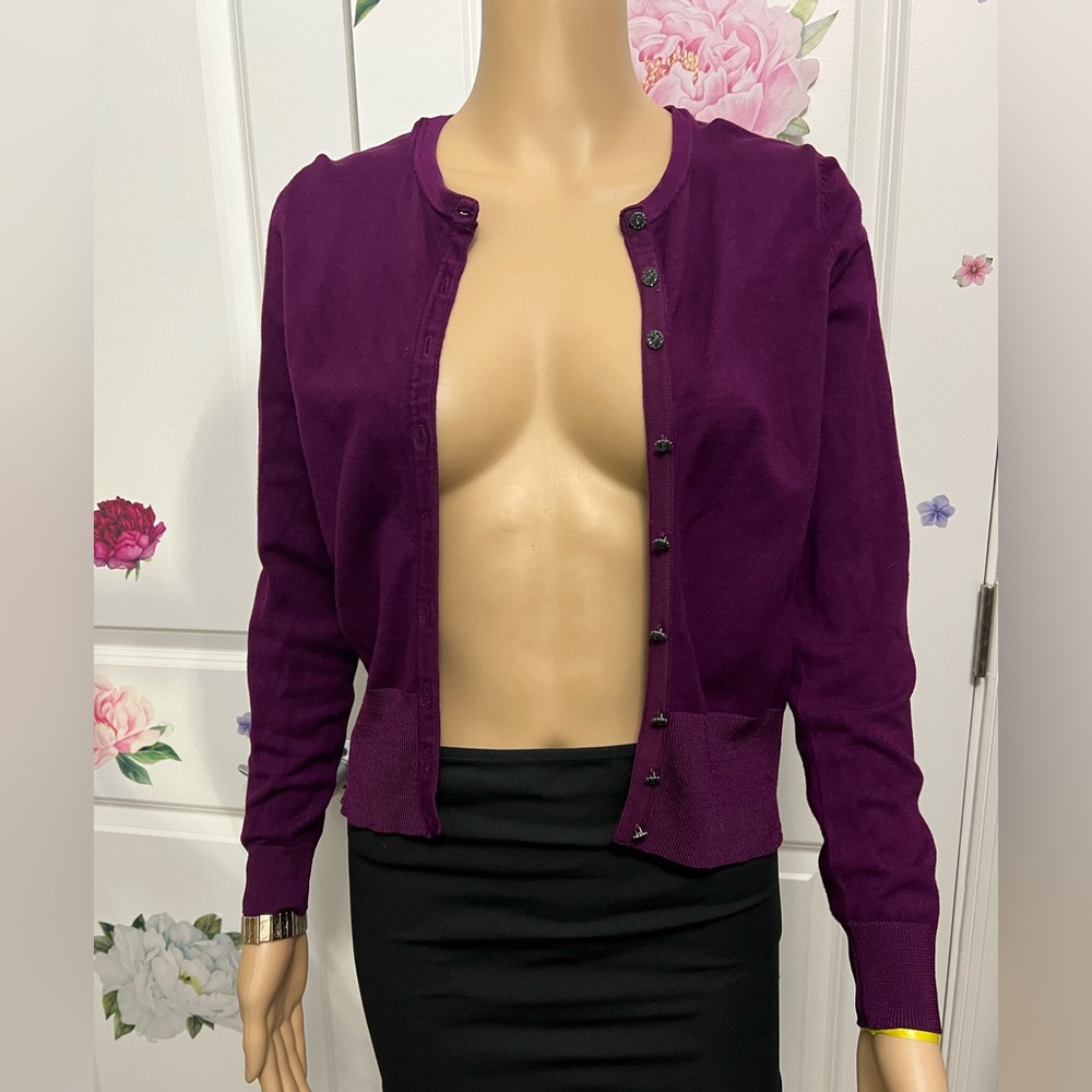 White House Black Market Purple Cardigan - Picture 8 of 8